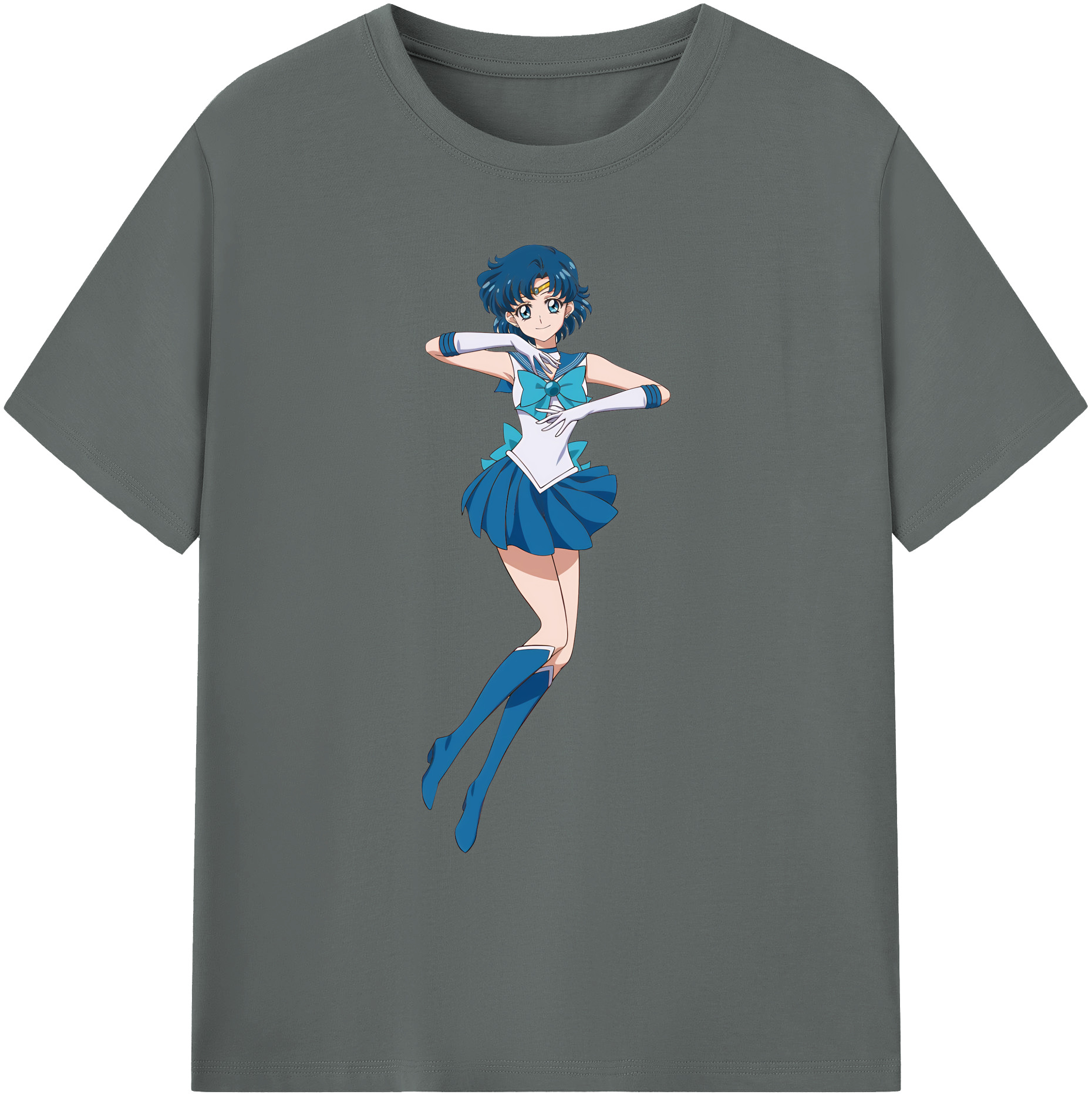 （画像用） 美少女戦士セーラームーン 水野 亜美 みずの あみ Sailor Moon Mizuno Ami 綿100％ メンズ半袖Tシャツ｜肌触りやわらか＆通気性